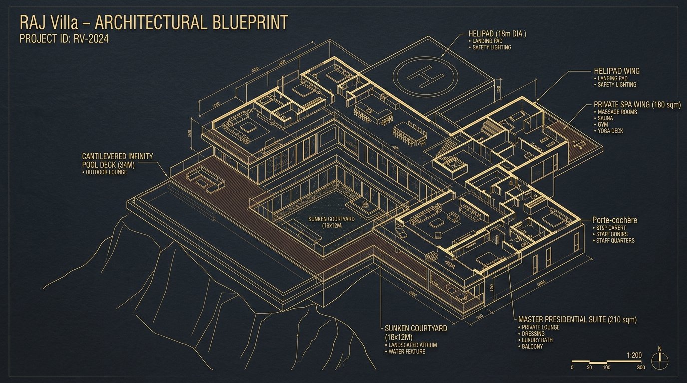 Architectural Blueprint 3D Schematic